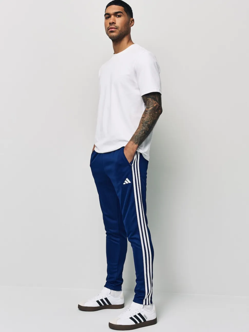 adidas Blue Train Essentials 3-Stripes Training Joggers