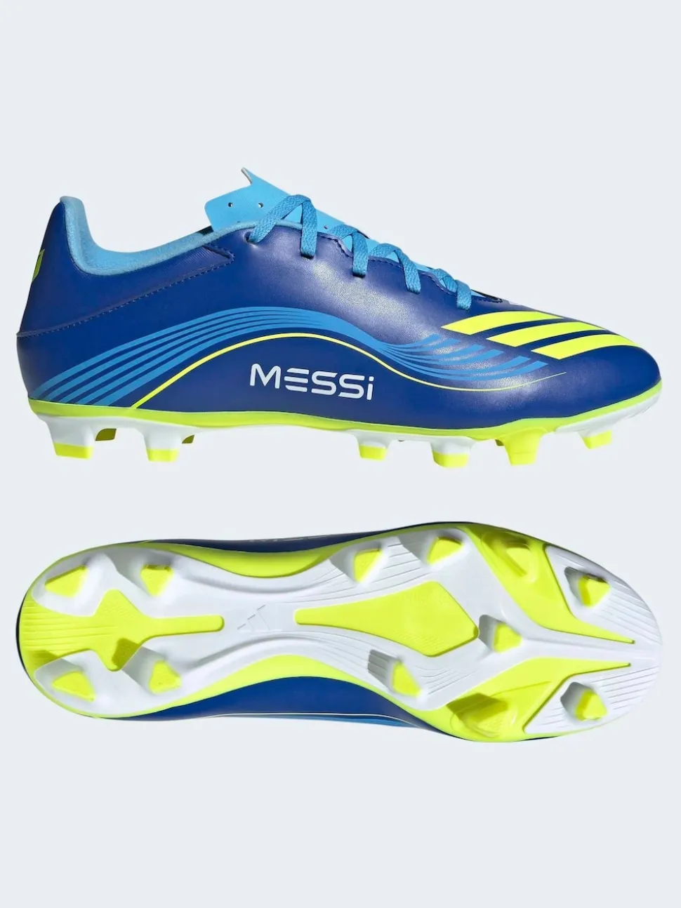 adidas Blue/Yellow Adult F50 Messi Club Firm Ground Boots