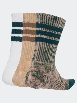 adidas Brown Stonewash Crew Socks 3 Pack