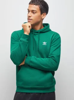 adidas Dark Green Trefoil Essentials Hoodie