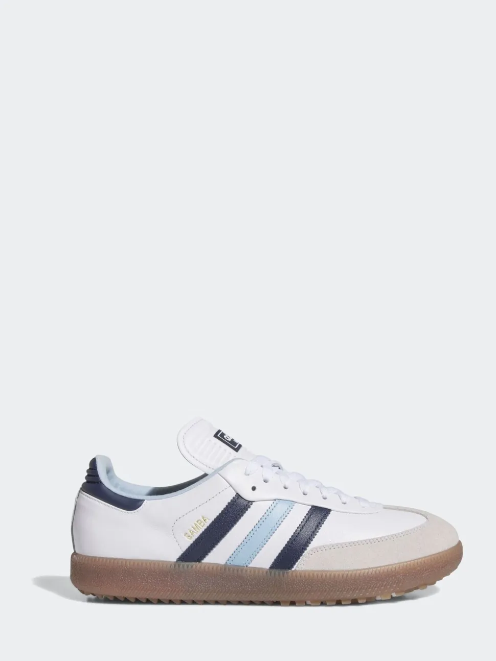 adidas Golf White/Blue Samba Spikeless Shoes