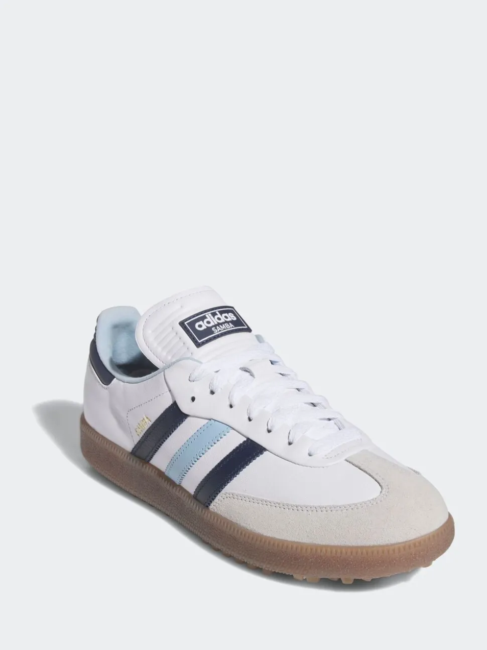 adidas Golf White/Blue Samba Spikeless Shoes