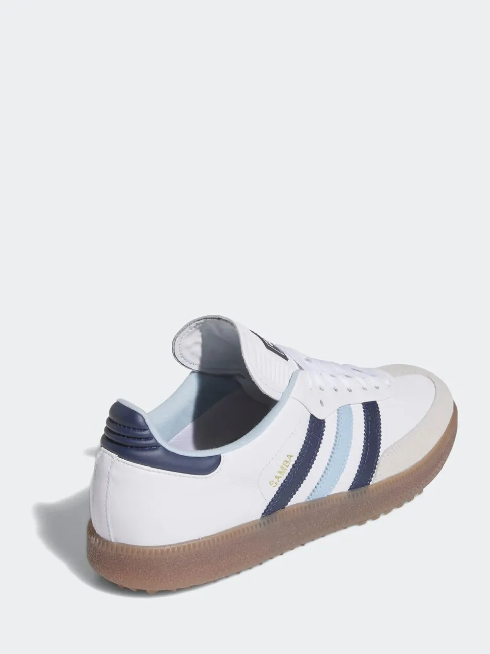 adidas Golf White/Blue Samba Spikeless Shoes