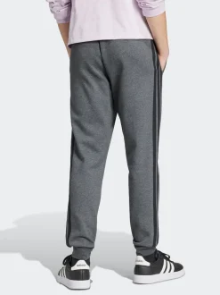 adidas Grey Black Essentials 3-Stripes Fleece Joggers
