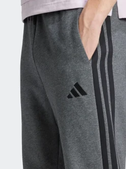 adidas Grey Black Essentials 3-Stripes Fleece Joggers