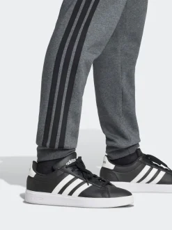 adidas Grey Black Essentials 3-Stripes Fleece Joggers