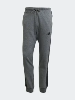 adidas Grey Black Essentials 3-Stripes Fleece Joggers