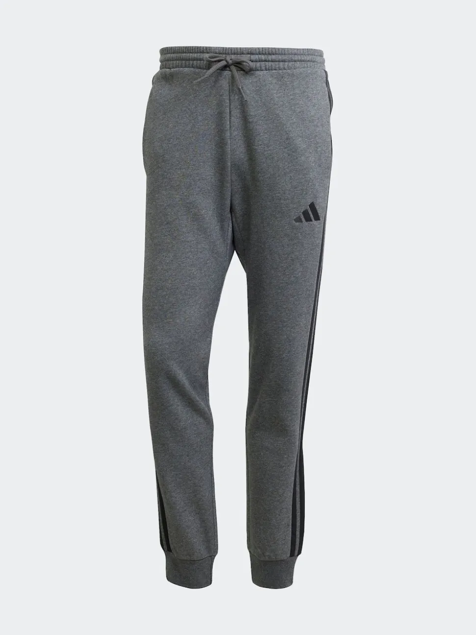 adidas Grey Black Essentials 3-Stripes Fleece Joggers
