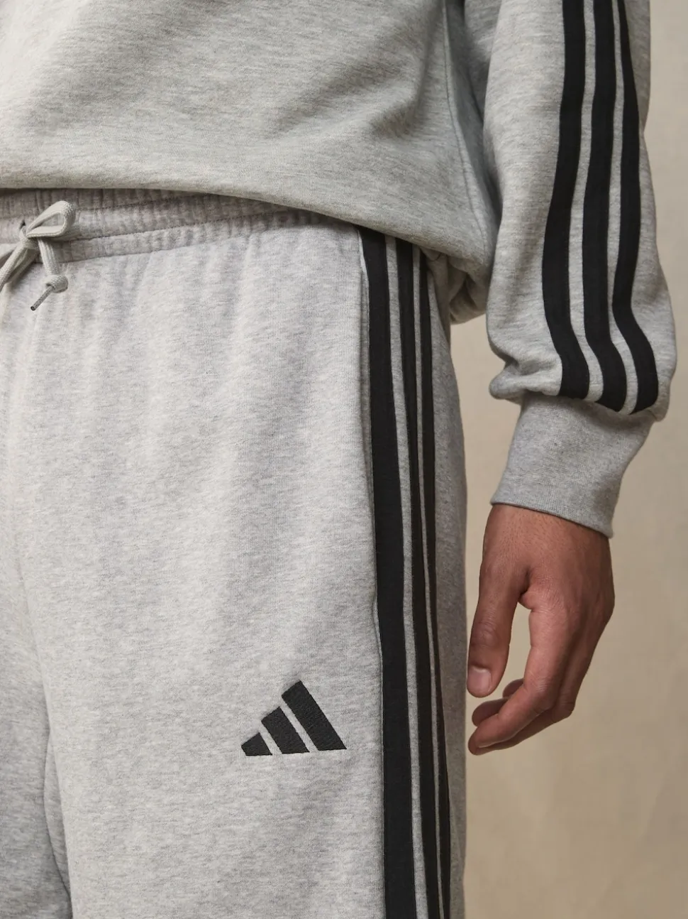 adidas Grey Essential 3-Stripes French Terry Shorts