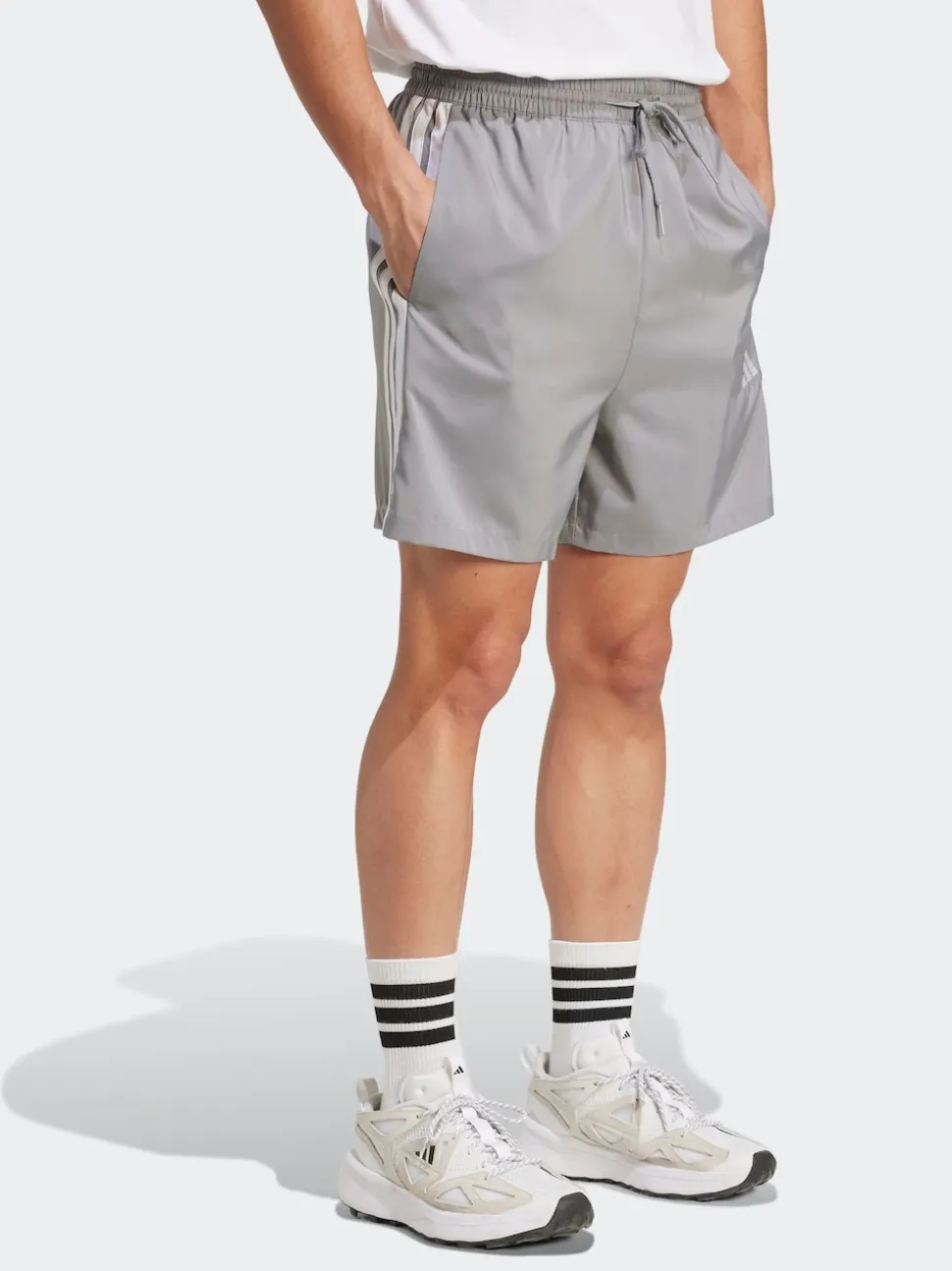 adidas Grey Essentials 3-Stripes Chelsea Shorts