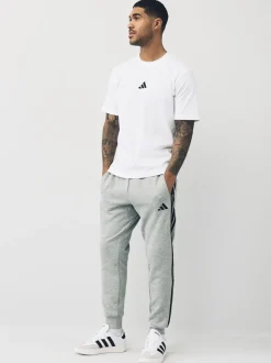 adidas Grey Essentials 3-Stripes Fleece Joggers