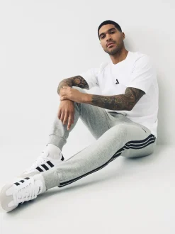 adidas Grey Essentials 3-Stripes Fleece Joggers