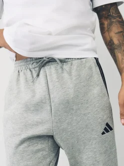 adidas Grey Essentials 3-Stripes Fleece Joggers