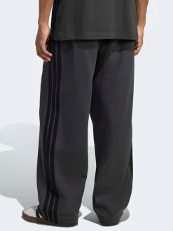 adidas Grey Essentials Three Stripes Fleece Wide Leg Trousers