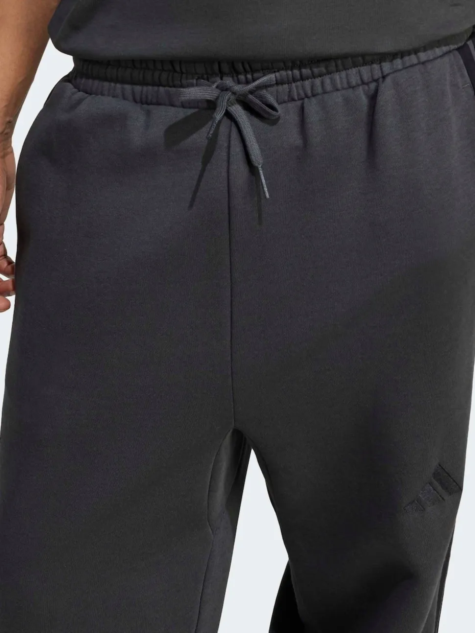 adidas Grey Essentials Three Stripes Fleece Wide Leg Trousers