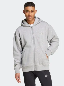 adidas Grey Light ALL SZN Fleece Full-Zip Hoodie