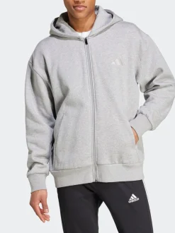 adidas Grey Light ALL SZN Fleece Full-Zip Hoodie