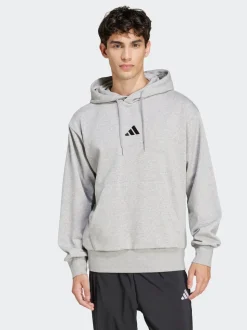 adidas Grey Light Essentials Feelcozy Fleece Hoodie