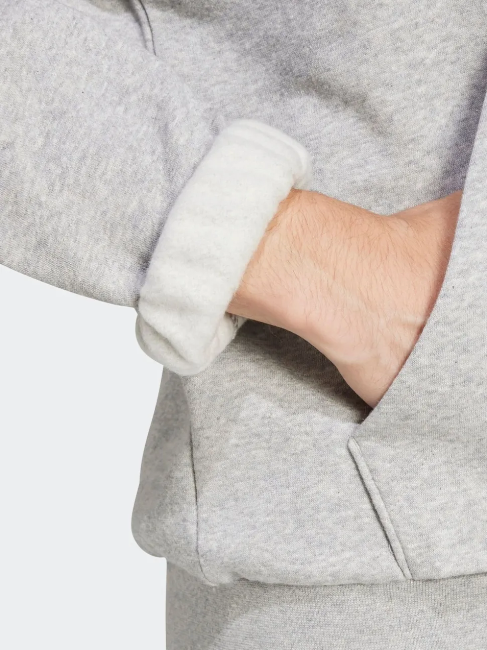 adidas Grey Light Essentials Feelcozy Fleece Hoodie