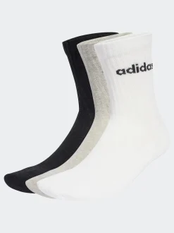 Adidas Grey Linear Crew Socks Cushioned Socks 6 Pack
