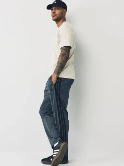 adidas Grey Regular Fit 3-Stripes Tricot Open Hem Track Joggers