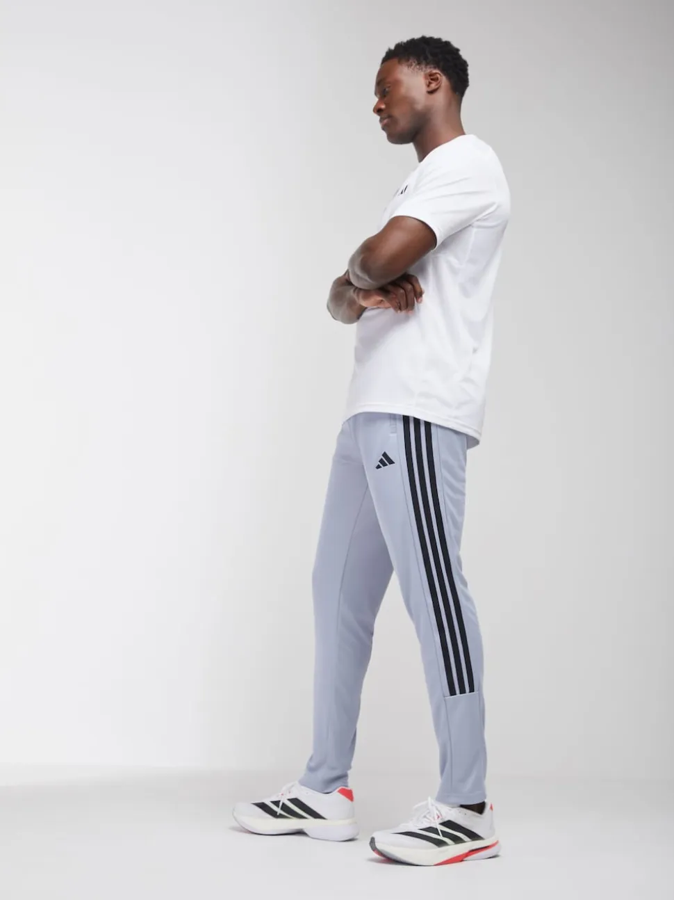 adidas Grey Workout Essentials All-Set 3-Stripes Knit Joggers