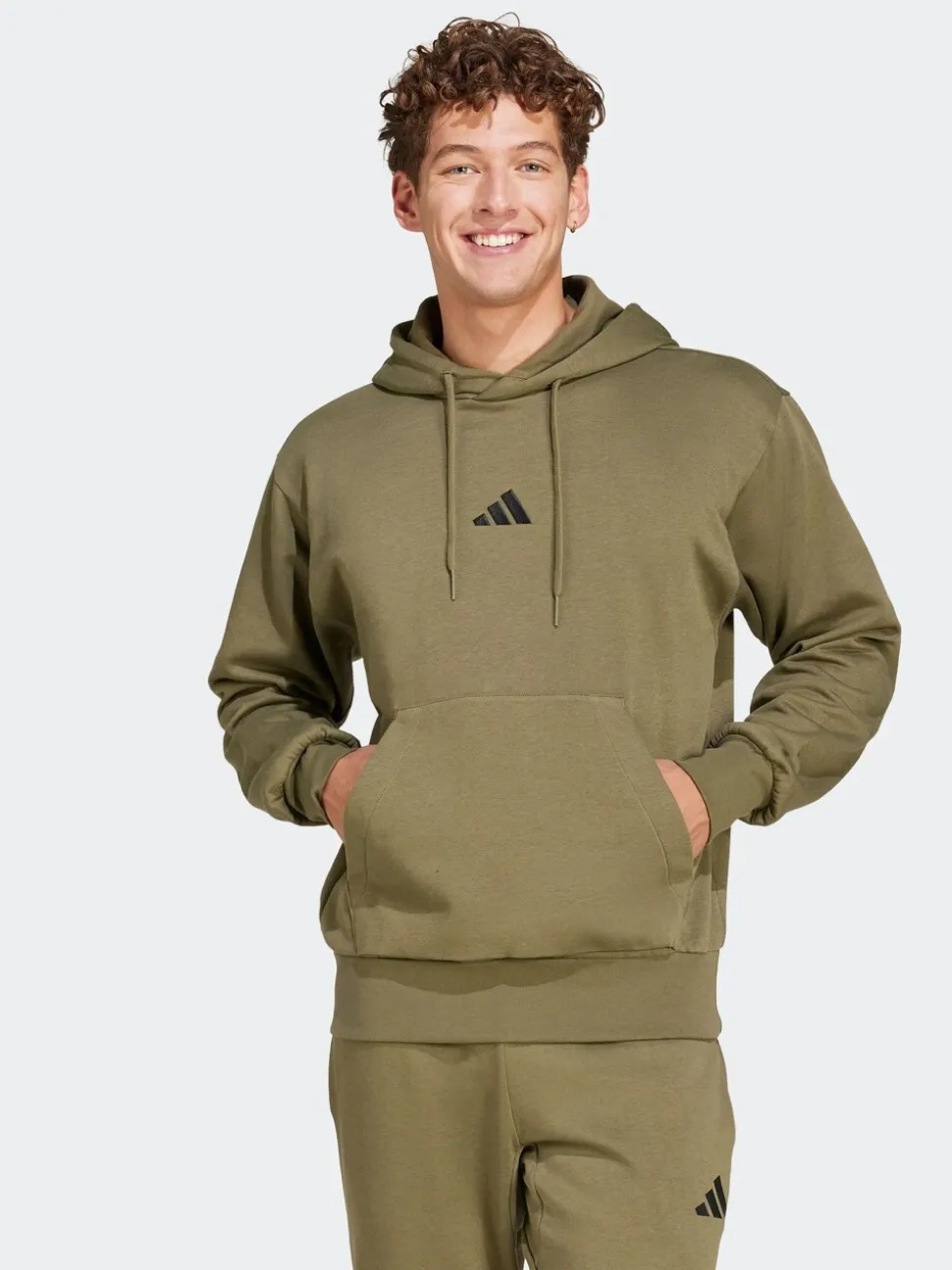adidas Light Brown Essentials Feelcozy Fleece Hoodie