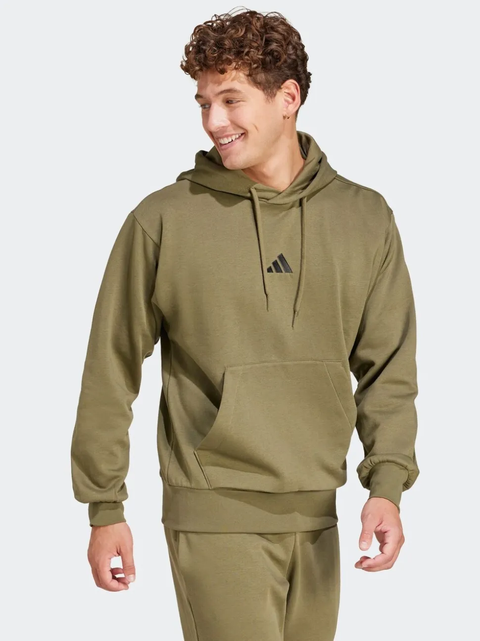 adidas Light Brown Essentials Feelcozy Fleece Hoodie