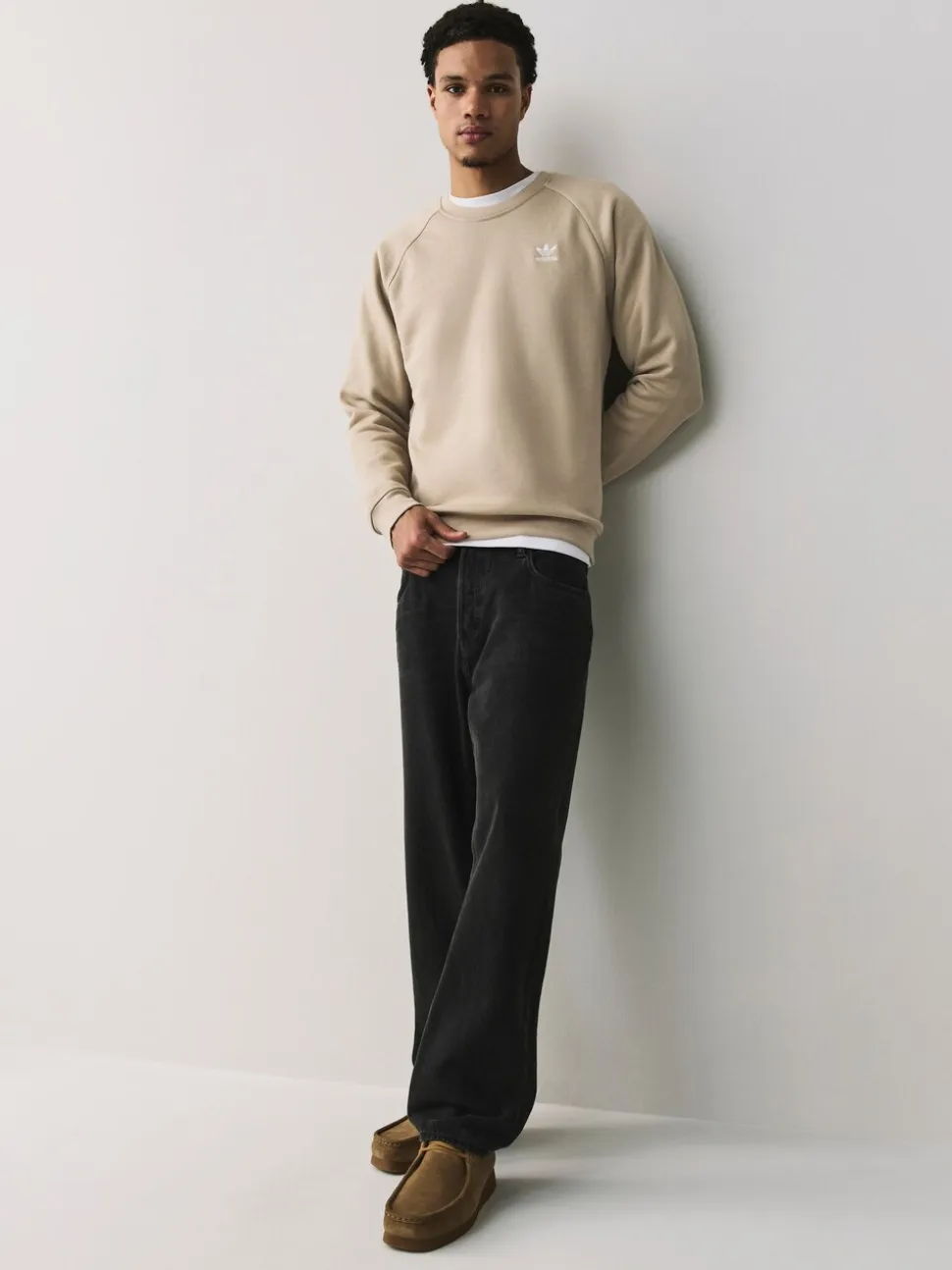 adidas Originals Beige Trefoil Essentials Crew Sweatshirt