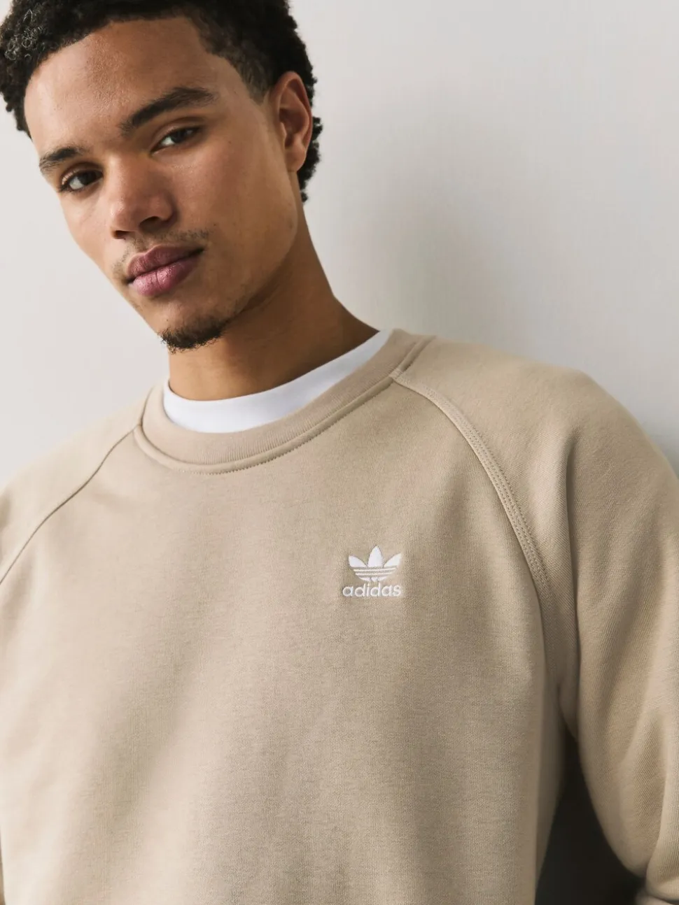 adidas Originals Beige Trefoil Essentials Crew Sweatshirt