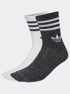 adidas Originals Black 3-Stripe Glitter Crew Socks