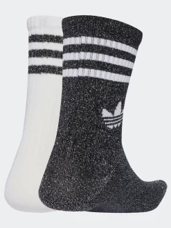adidas Originals Black 3-Stripe Glitter Crew Socks