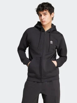 adidas Originals Black Trefoil Essentials Full-Zip Hoodie