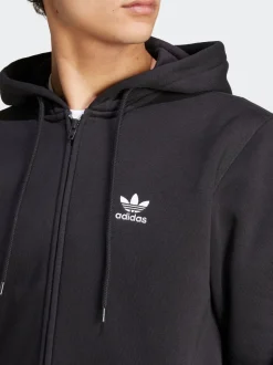 adidas Originals Black Trefoil Essentials Full-Zip Hoodie