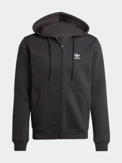 adidas Originals Black Trefoil Essentials Full-Zip Hoodie
