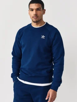 adidas Originals Blue Navy Trefoil Essentials Crew Sweatshirt