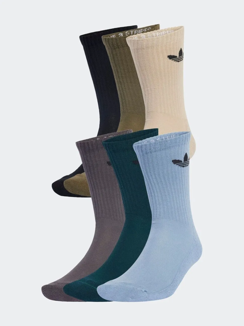 adidas Originals Brown Chrome Trefoil Crew Socks 6 Pack