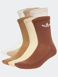 adidas Originals Brown Light Trefoil Crew Socks 6 Pack