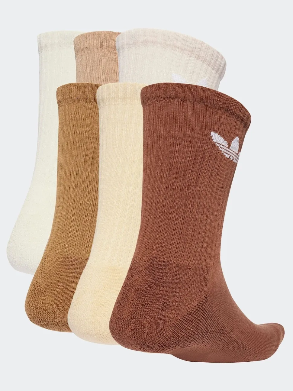 adidas Originals Brown Light Trefoil Crew Socks 6 Pack