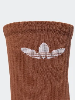 adidas Originals Brown Light Trefoil Crew Socks 6 Pack