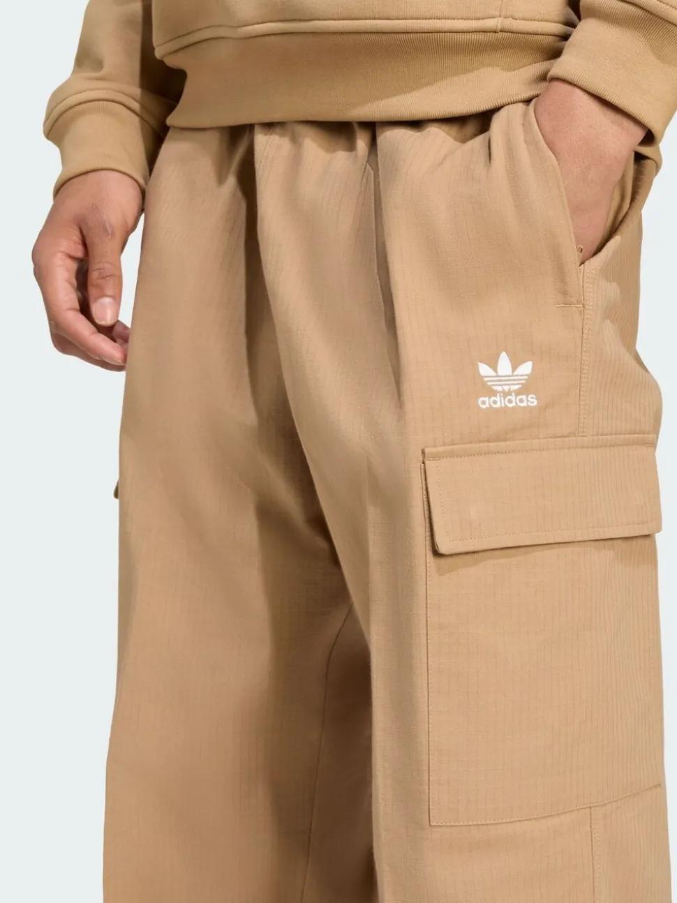 adidas Originals Cream Trefoil Essentials Woven Trousers
