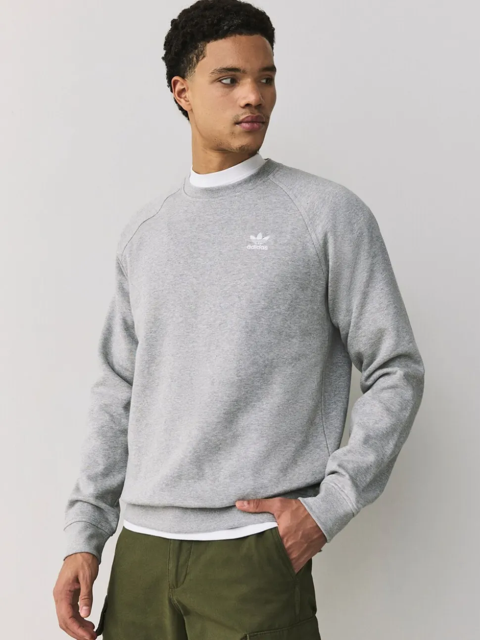 adidas Originals Grey Trefoil Essentials Crew Sweatshirt