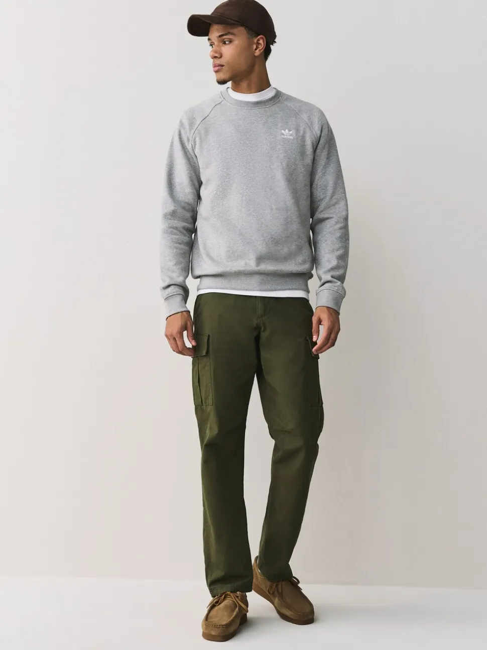 adidas Originals Grey Trefoil Essentials Crew Sweatshirt