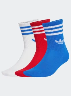adidas Originals Light Red Crew 3-Stripes Crew Socks 3 Pairs