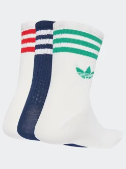 adidas Originals Off White Crew 3-Stripes Crew Socks 3 Pairs