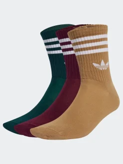 adidas Originals Red Crew 3-Stripes Crew Socks 3 Pairs