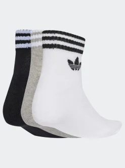 adidas Originals White Chrome Ankle 3-Stripes Crew Socks 3 Pairs