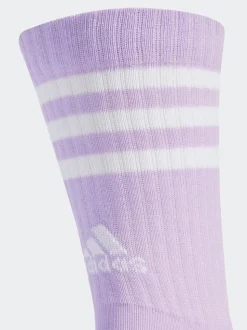 adidas Purple 3-Stripe Crew Length Socks 3 Pack