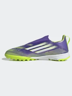 adidas Purple/Lime Kids F50 League Laceless Turf Boots