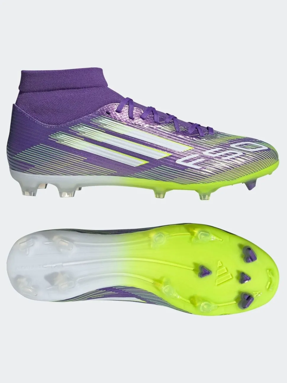 adidas Purple/White Adult F50 League Mid Firm Ground Boots